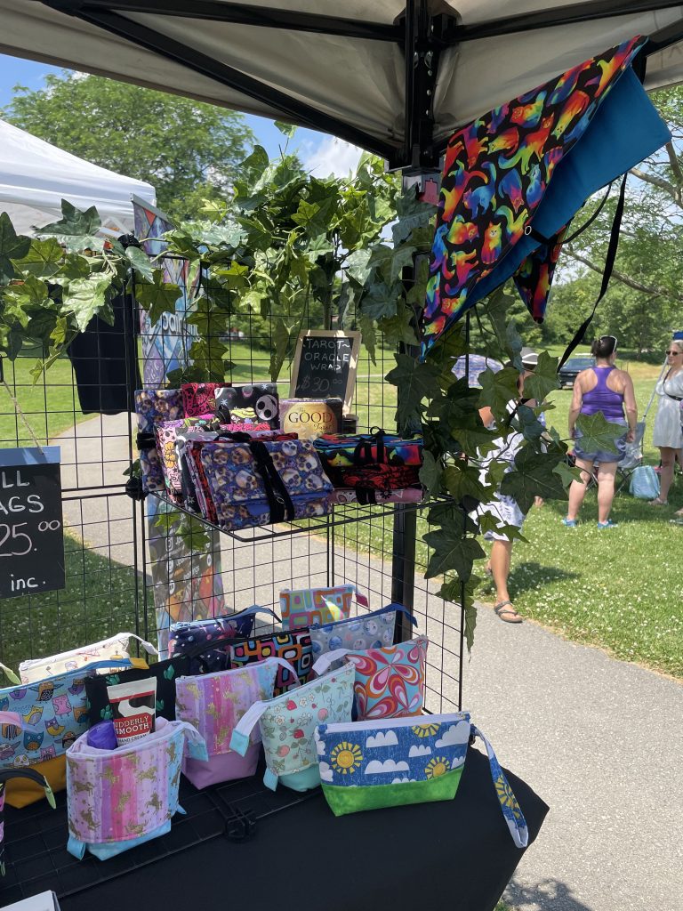 A picture of some of the products that I make and sell. Taken at the Oakridge Pride event.