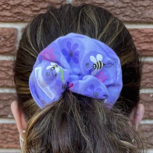 Hand-made scrunchie and a ponytail