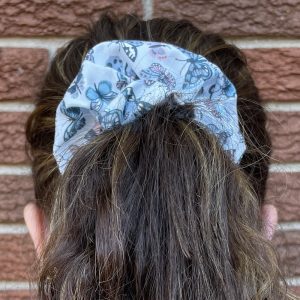 Hand-made scrunchie and a ponytail