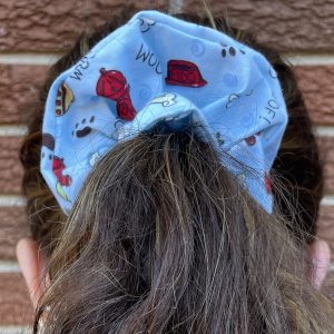 Hand-made scrunchie and a ponytail