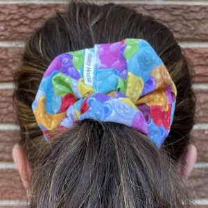 Hand-made scrunchie and a ponytail