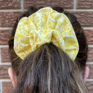 Hand-made scrunchie and a ponytail