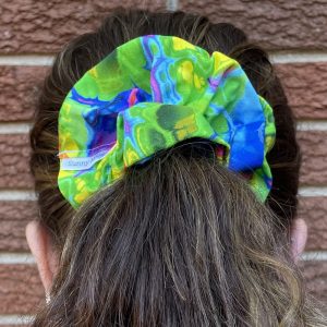 Hand-made scrunchie and a ponytail