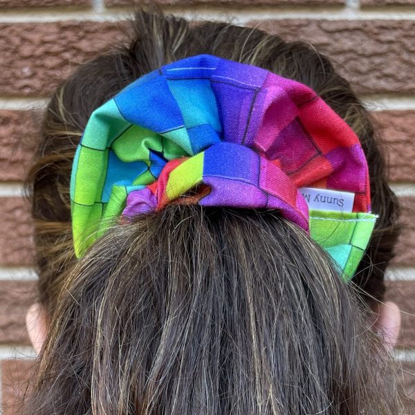 Hand-made scrunchie and a ponytail