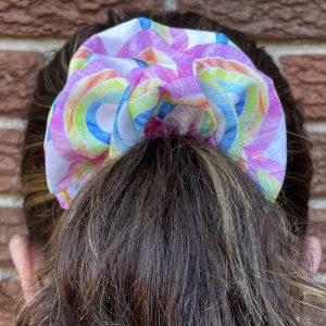 Hand-made scrunchie and a ponytail