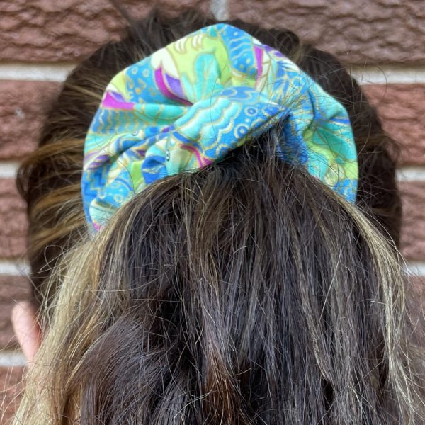 Hand-made scrunchie and a ponytail